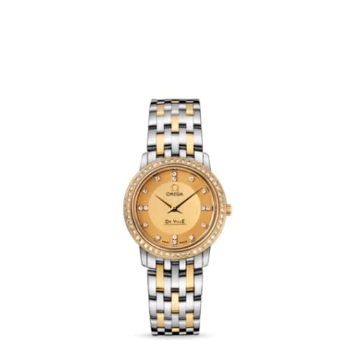 Omega De Ville Prestige Quartz 27 Stainless Steel / Yellow Gold / Diamond / Champagne / Bracelet