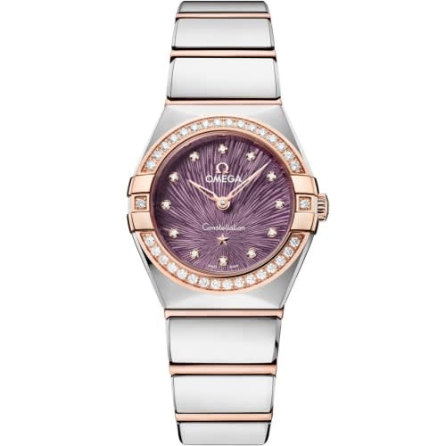Omega Constellation Manhattan 25 Quartz Stainless Steel - Sedna Gold - Diamond / Purple Supernova