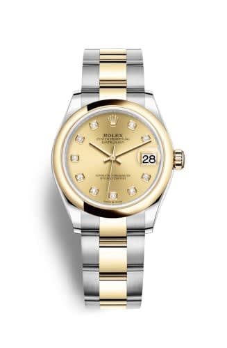 Rolex Datejust 31 Stainless Steel / Yellow Gold / Domed / Champagne - Diamond / Oyster