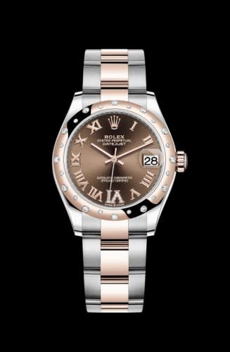Rolex Datejust 31 Stainless Steel/ Rose Gold / Domed - Diamond / Chocolate - Roman / Oyster