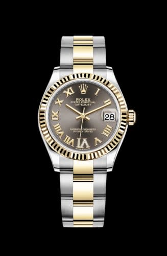 Rolex Datejust 31 Stainless Steel / Yellow Gold / Fluted / Grey - Roman / Oyster