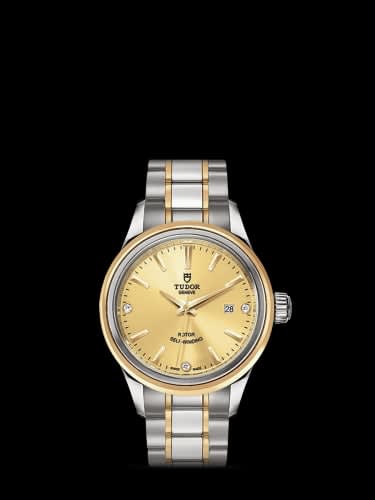 Tudor Style 28 Stainless Steel / Yellow Gold / Champagne-Diamond / Bracelet