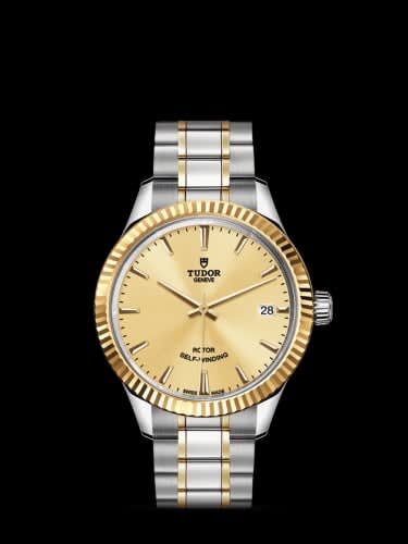 Tudor Style 34 Stainless Steel / Yellow Gold / Fluted / Champagne / Bracelet