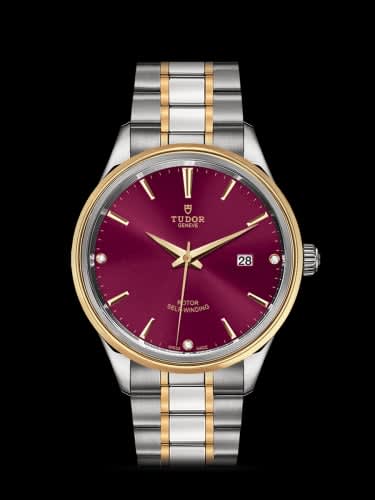 Tudor Style 41 Stainless Steel / Yellow Gold / Burgundy-Diamond / Bracelet