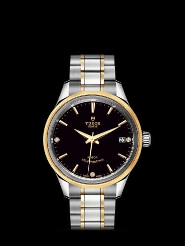 Tudor Style 34 Stainless Steel / Yellow Gold / Black-Diamond / Bracelet