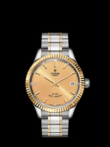 Tudor Style 34 Stainless Steel / Yellow Gold / Fluted / Champagne-Diamond / Bracelet