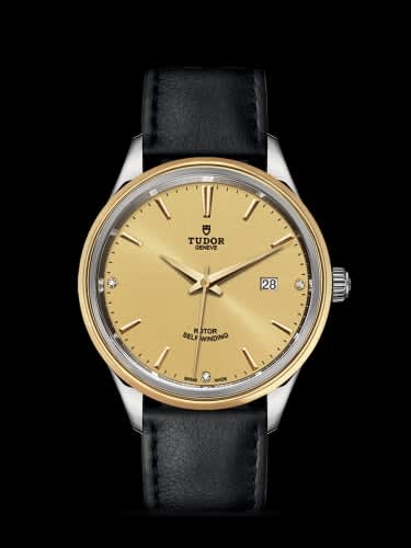Tudor Style 41 Stainless Steel / Yellow Gold / Champagne-Diamond / Strap