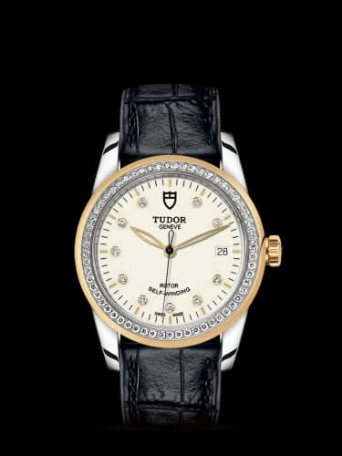 Tudor Glamour Date 36 Stainless Steel / Yellow Gold / Diamond / Opaline-Diamond / Strap
