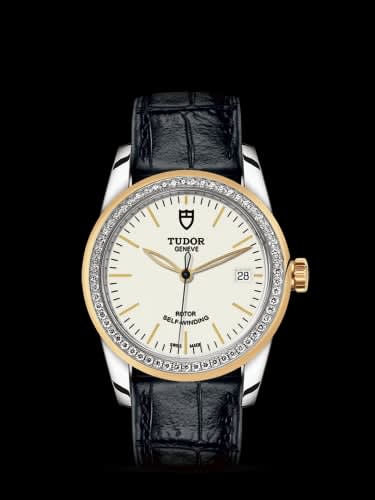 Tudor Glamour Date 36 Stainless Steel / Yellow Gold / Diamond / Opaline / Strap