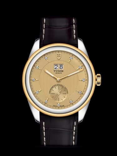 Tudor Glamour Double Date Stainless Steel / Yellow Gold / Champagne-Diamond / Strap