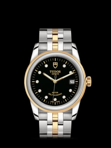Tudor Glamour Date 36 Stainless Steel / Yellow Gold / Black-Diamond / Bracelet