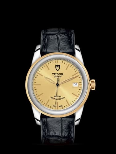 Tudor Glamour Date 36 Stainless Steel / Yellow Gold / Champagne/ Strap