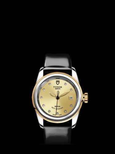 Tudor Glamour Date 26 Stainless Steel / Yellow Gold / Champagne-Diamond / Strap