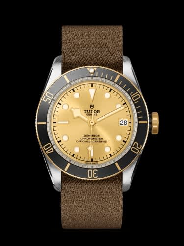 Tudor Heritage Black Bay Black S&amp;G / Stainless Steel / Yellow Gold / Champagne / Fabric