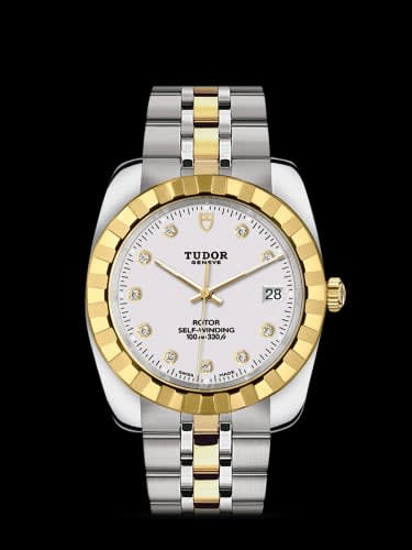 Tudor Classic 38 Stainless Steel / Yellow Gold / Fluted / White-Diamond / Bracelet