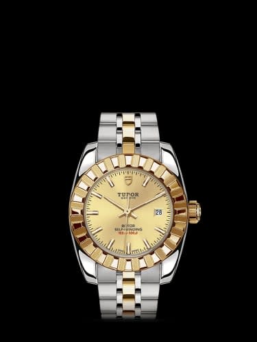 Tudor Classic 28 Stainless Steel / Yellow Gold / Fluted / Champagne / Bracelet