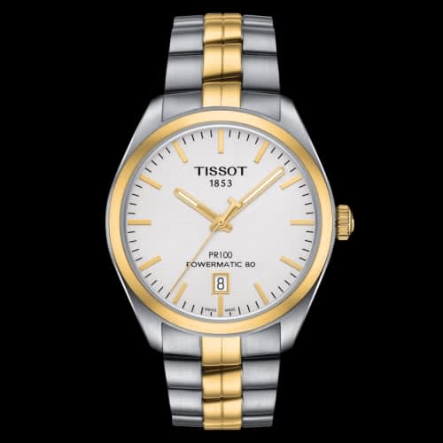 Tissot PR 100 Powermatic 80 39 Stainless Steel / Yellow Gold PVD / Silver / Bracelet