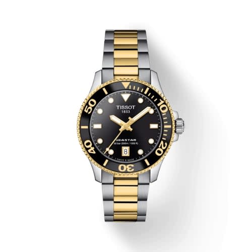 Tissot Seastar 1000 36 Quartz Stainless Steel - Yellow Gold / Black / Bracelet
