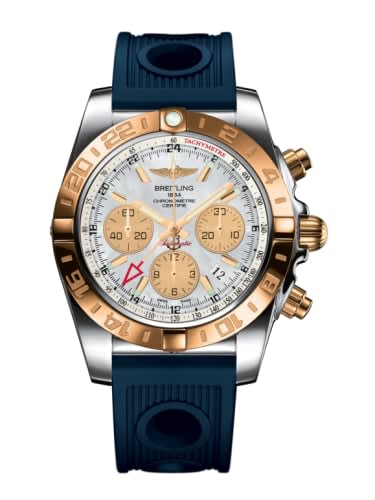 Breitling Chronomat 44 GMT Stainless Steel / Rose Gold / Pearl / Rubber