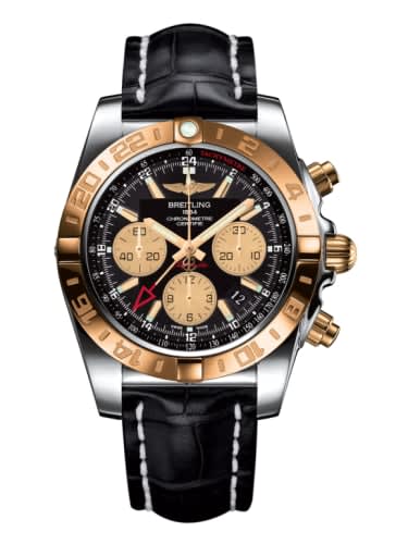 Breitling Chronomat 44 GMT Stainless Steel / Rose Gold / Onyx Black / Croco