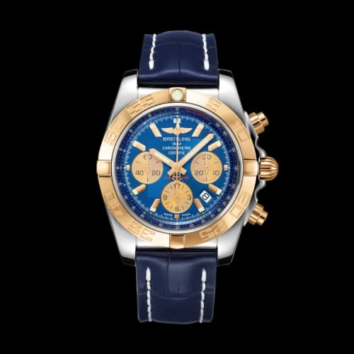 Breitling Chronomat 44 Stainless Steel / Rose Gold / Metallica Blue / Croco / Folding
