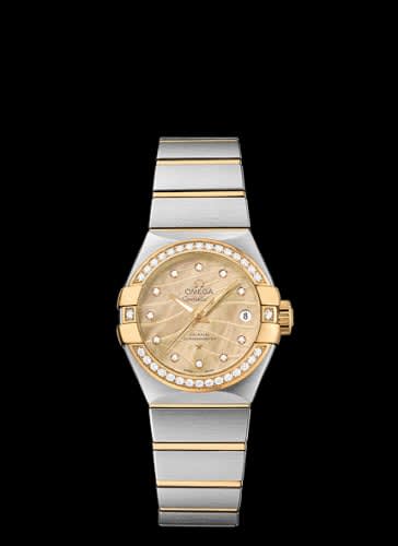 Omega Constellation Co-Axial 27 Brushed Stainless Steel / Yellow Gold / Diamond Bezel / Champagne MOP