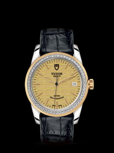 Tudor Glamour Date 36 Stainless Steel / Yellow Gold / Diamond / Jacquard Champagne / Strap