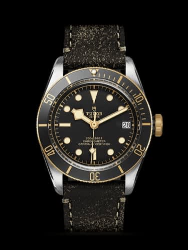 Tudor Heritage Black Bay Black S&amp;G / Stainless Steel / Yellow Gold / Black / Strap