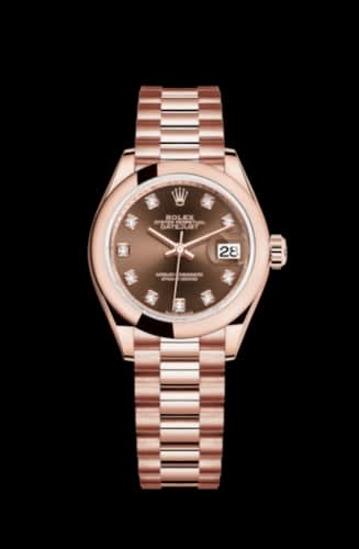 Rolex Lady-Datejust 28 Everose Domed / President / Chocolate Diamond