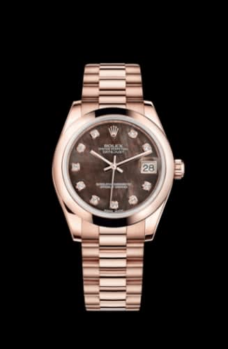 Rolex Datejust 31 Everose Domed / President / Black MOP