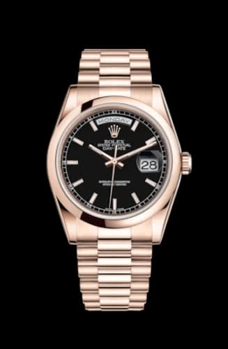 Rolex Day-Date 36 Everose Domed / President / Black