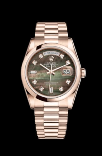 Rolex Day-Date 36 Everose Domed / President / Black MOP