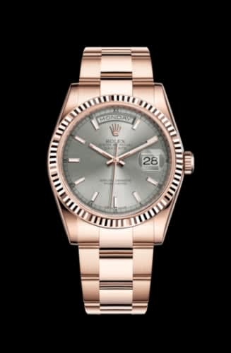 Rolex Day-Date 36 Everose Fluted / Oyster / Grey