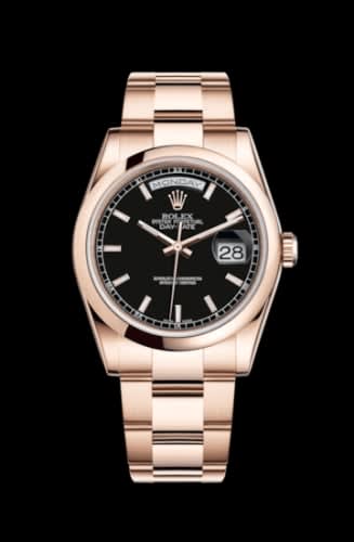 Rolex Day-Date 36 Everose Domed / Oyster / Black
