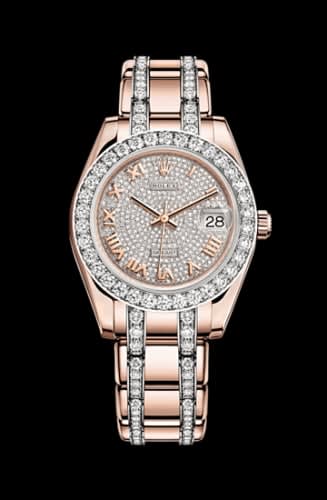Rolex Datejust Pearlmaster 34 Everose Diamond Paved Roman