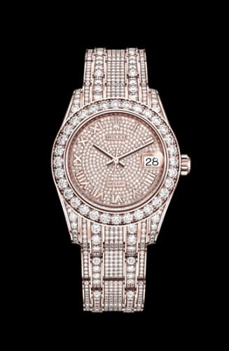 Rolex Datejust Pearlmaster 34 Everose Diamond / Paved Roman