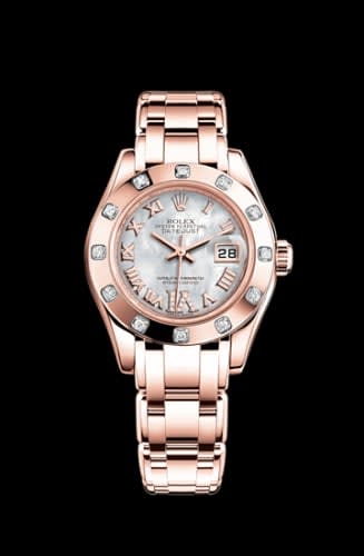 Rolex Datejust Pearlmaster 29 Everose 12 Diamond Mother of Pearl Roman