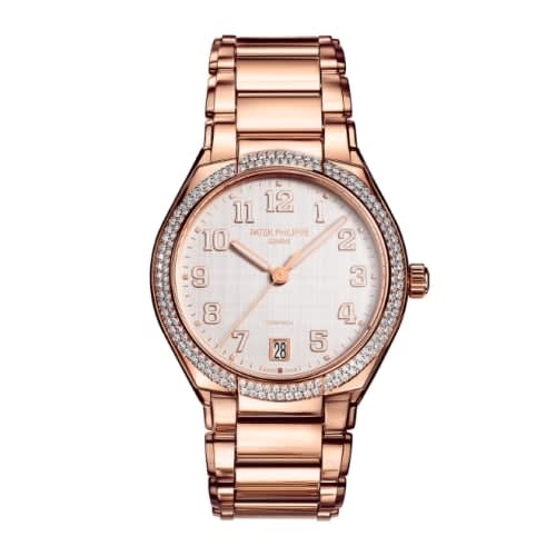 Patek Philippe Twenty-4 Automatic Tiffany Rose Gold / Diamond / Shantung Silk