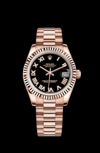 Rolex Datejust 31 Everose Fluted / President / Black Roman