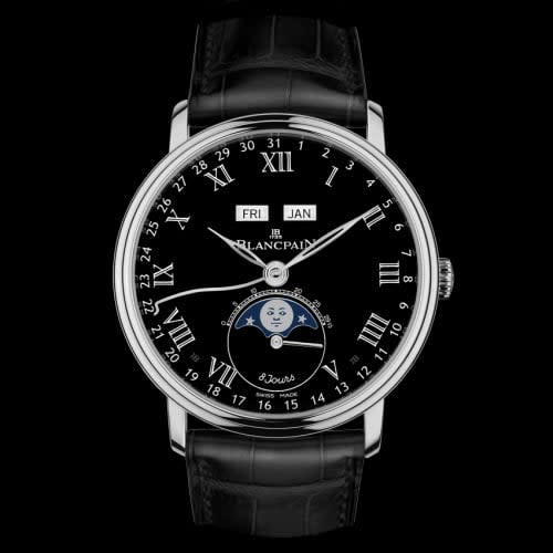 Blancpain Villeret Quantieme Complet 8 Jours White Gold / Black Enamel