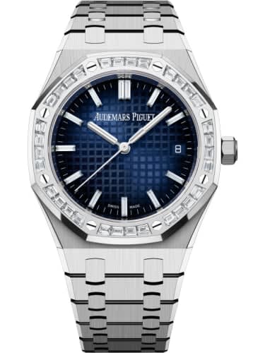 Audemars Piguet Royal Oak Selfwinding 34 White Gold - Baguette / Smoked Blue