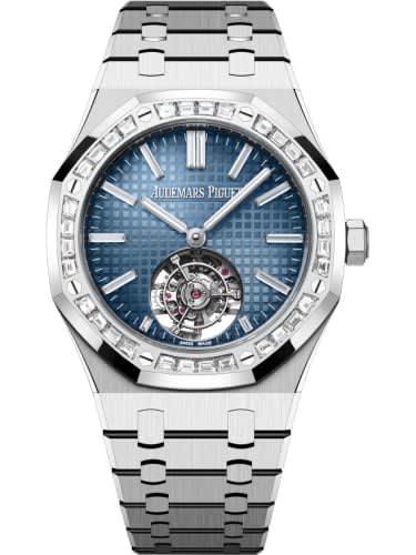 Audemars Piguet Royal Oak Self-Winding Flying Tourbillon White Gold - Baguette / Smoked Blue