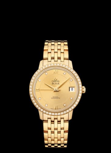 Omega De Ville Prestige Co-Axial 32.7 Yellow Gold / Diamond / Champagne / Bracelet