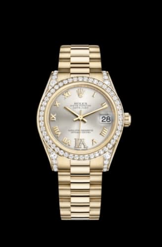 Rolex Datejust 31 Yellow Gold Diamond / President / Silver Roman