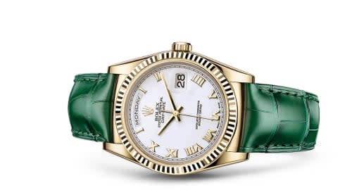 Rolex Day-Date 36 Yellow Gold / Strap / White Roman