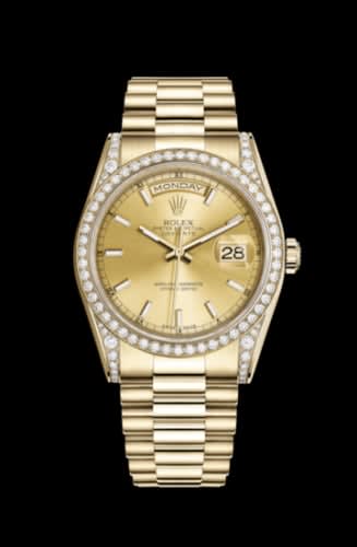 Rolex Day-Date 36 Yellow Gold Diamonds / President / Champagne Diamond