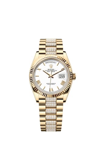 Rolex Day-Date 36 Yellow Gold / Fluted / White - Roman / President - Diamond