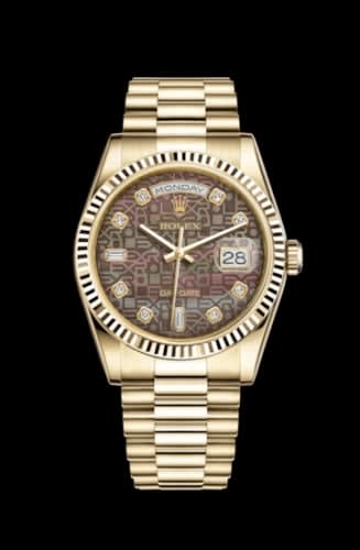 Rolex Day-Date 36 Yellow Gold Fluted / President / Black MOP Computer