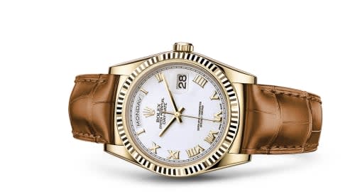 Rolex Day-Date 36 Yellow Gold / Strap / White Roman