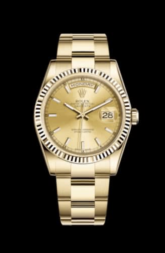 Rolex Day-Date 36 Yellow Gold Fluted / Oyster / Champagne